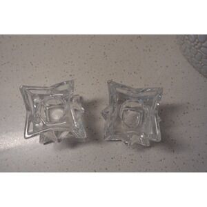 Crystal Star Tea Light Candle Holders Set of‎ 2 Clear Glass Home Decor